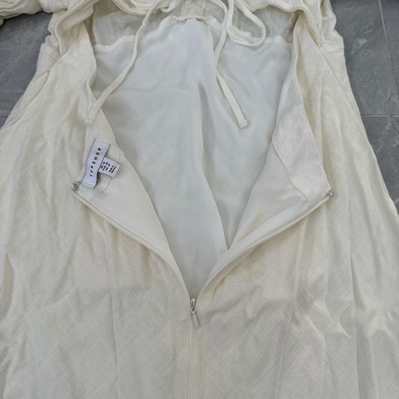 Women’s Topshop Ruched Front Tea Dress Puff Sleeves Linen Blend Size 10 - Picture 11 of 16